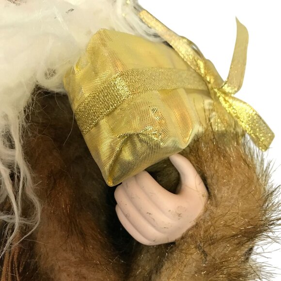 Safari Christmas Santa Claus Figurine Home Decor With Faux Fur & Gifts 20" - Picture 7 of 13